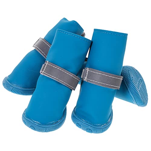 BUGUUYO 4 Stück Haustier-Hundeschuhe Pfoten Hundeschermaschinen Schlinge für die Hundepflege hundegeschenk hundezubehör Dog Shoes Hundeschuhe für Regen Hundestiefel für draußen Haut Blue von BUGUUYO