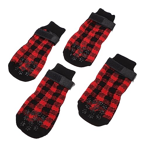 BUGUUYO Süße Hundesocken Mit Weihnachtsmotiv 4 Stück Kratzfeste Weiche Und Bequeme Strümpfe Für Ihr Haustier von BUGUUYO