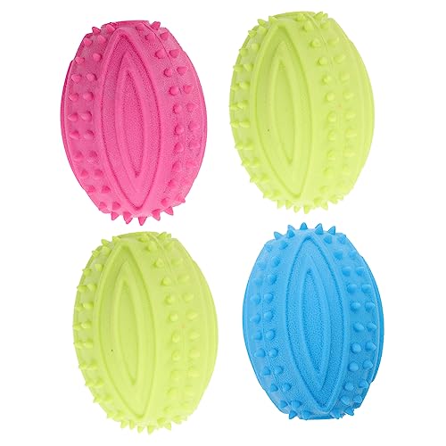BUGUUYO Hunde-Rugby-Spielzeug-Set 4-teilig Robustes Gummi Zum Kauen Und Reinigen Der Zähne Wetterfest Fußball-hundespielzeug Zufällige Farbe von BUGUUYO
