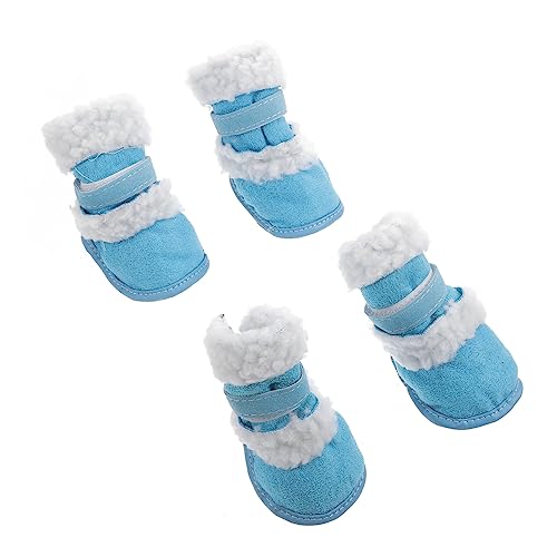 BUGUUYO 4 Stück Haustierschuhe Welpenschuhe Hundepfoten Decken Pfotenschutz Für Welpen Stiefel Für Hunde Hund Winter Schneeschuhe Warme Schuhe Hundefüße Sherpa Outdoor-Schuhe von BUGUUYO