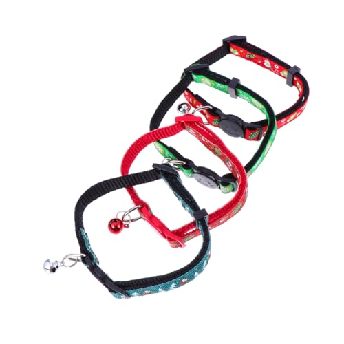 BUGUUYO 4 Stück Katze Weihnachts Halsband Weihnachtshalsband für Mädchenhunde Kätzchen Halsband Weihnachtskette Halsketten Weihnachten Haustierhalsband schönes Halsband für Haustiere Stoff von BUGUUYO