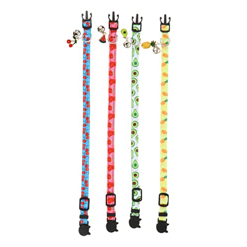 BUGUUYO 4stücke Teiliges Katzenhalsband-Set Mit Glocke Verstellbare Farbenfrohe Für Haustiere Für Alltag Und Besondere Anlässe Avocado Ananas Wassermelone Kirsche BUGUUYO 4stücke Teiliges Katzenhalsband-Set Mit Glocke Verstellbare Farbenfrohe Für Haustiere Für Alltag Und Besondere Anlässe Avocado Ananas Wassermelone Kirsche von BUGUUYO