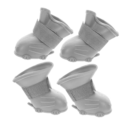 BUGUUYO 4 Stück Regenstiefel Für Hunde Pfotenstiefel Für Hunde Hundefüße Bedeckt Hundestiefel Für Regen Haustierschuhe Für Regen Kleine Hundefutter Welpenschuhe Für Draußen Gummi Grau von BUGUUYO