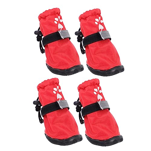 BUGUUYO Outdoor-hundeschuhe 4er-Pack Haustier-Regenschuhe Für Und Mittelgroße Hunde in Rot BUGUUYO Outdoor-hundeschuhe 4er-Pack Haustier-Regenschuhe Für Und Mittelgroße Hunde in Rot von BUGUUYO