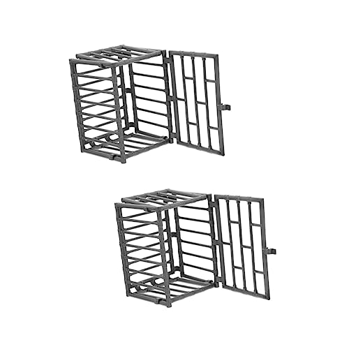 BUGUUYO Mini Käfig 4 Stück Tierhalter Modell Meerschweinchen Spielzeugfiguren Draht Miniaturornament Zwinger DIY Spielzeug Zubehör Miniaturzaun Dekoration Mini-verzierung Mini-DIY-Modell Plastik Grey von BUGUUYO