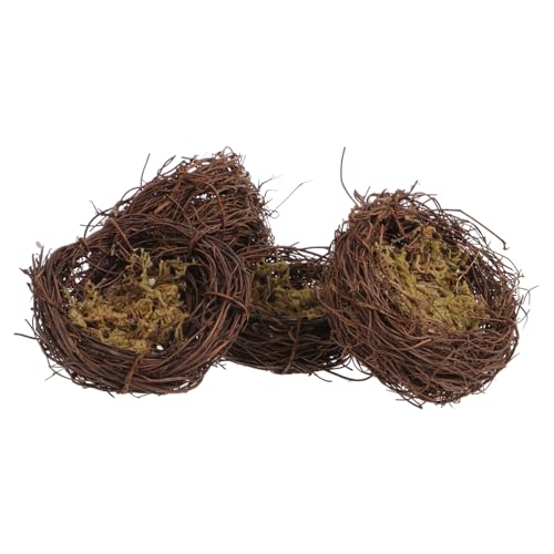 BUGUUYO 4 Stück Vogelnest Dekoration Vogelornamente Dekorationen Frühlingsdekor Kleines Vogelnest Vogelnest Und Vögel Simulierte Vogelnester Für Käfige Vogelnest Zubehör Rattan von BUGUUYO