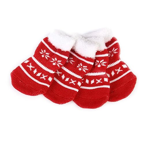 BUGUUYO Socken 4 Stück Socke Weihnachten Haustier Warmer Gürtel Fisch Tank Log Klettergerüst Für Katzen Im Freien Kleiner Hund Welpe Der Hund Baumwollsocken von BUGUUYO