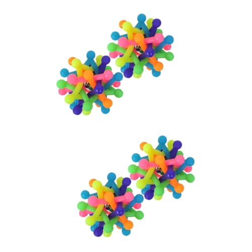 BUGUUYO 4stücke Molar Spielzeug Für Hunde Gummiball Mit Glockenklang Regenbogen Design Interaktiv Fördert Zahnpflege Und Spielvergnügen Für Mittelgroße Haustiere von BUGUUYO