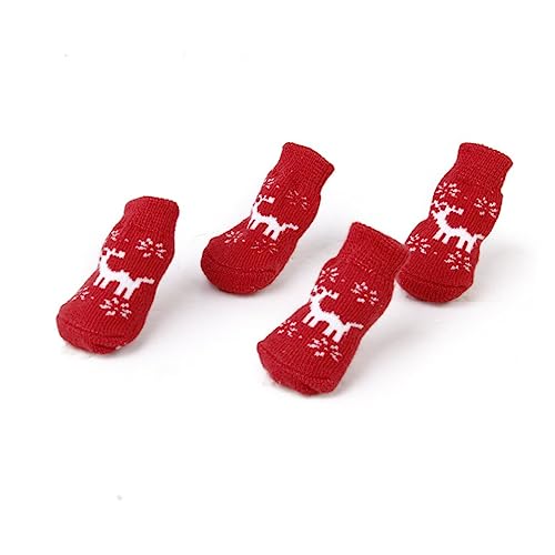 BUGUUYO 4 Stück Welpensocken Hundeschuhe Baumwollsocken Aquarium Schaufel Hundeschuh Socken Pudel Weihnachten Socken Im Weihnachtsstil rutschfest Liefert Baumwollsocken Haustier Hündchen von BUGUUYO