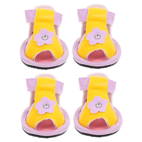 BUGUUYO 4Stücke Kleine Hundesandalen aus Atmungsaktivem PU rutschfeste Pfotenschutz Schuhe mit Design für Kleine Wie Verschiedenen Erhältlich von BUGUUYO