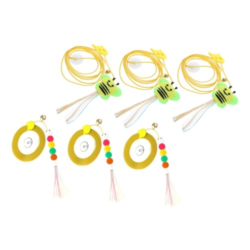 BUGUUYO 6stücke Katzenspielzeug Mit Einziehbarem Angel Hängendem Teaser Fliegenden Bienen Raupenpuppe Und Elastischem Seil Für Indoor Jagdspiel Verfolgungsübungen Und Katzentraining von BUGUUYO
