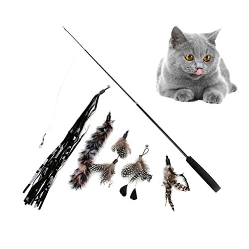 BUGUUYO Haustier-Set Teleskop-katzenangel Mit 5 Interaktiven Spielzeugen Für Katzen Schwarz Aus Weichen Materialien BUGUUYO Haustier-Set Teleskop-katzenangel Mit 5 Interaktiven Spielzeugen Für Katzen Schwarz Aus Weichen Materialien von BUGUUYO