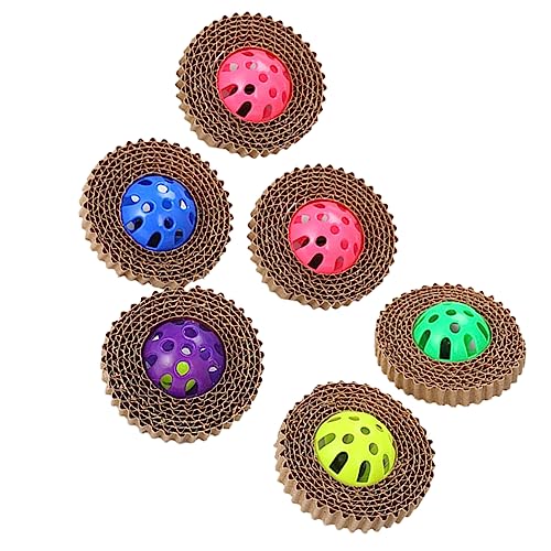 BUGUUYO 6er-Pack Katzenkratzbrett-Spielzeug Umweltfreundliches Wellpapier Interaktive Glocke Quietschendes Haustierspielzeug Kratzbrett für Katzen BUGUUYO 6er-Pack Katzenkratzbrett-Spielzeug Umweltfreundliches Wellpapier Interaktive Glocke Quietschendes Haustierspielzeug Kratzbrett für Katzen von BUGUUYO