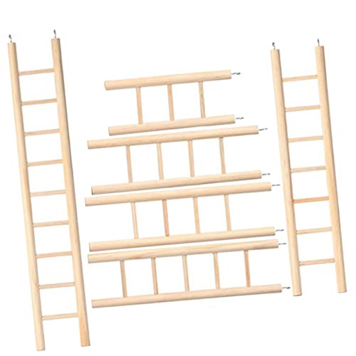 BUGUUYO 6stücke Holz Klettern Leiter Vogel Spielzeug Für Papageien Sittiche Nymphensittiche Unzertrennliche Hängeleiter Käfig Spielplatz Kau-Spielzeug Naturholz Kletterleiter Für Vögel Kle von BUGUUYO