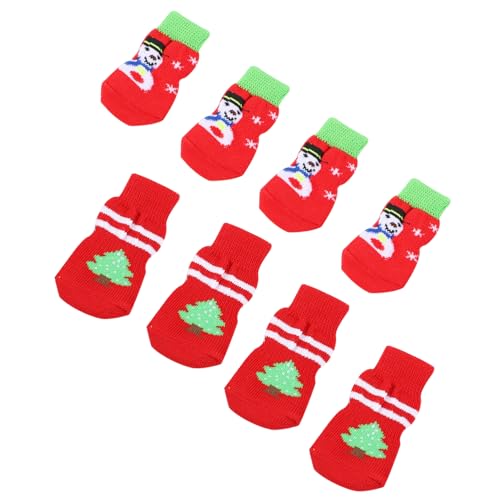 BUGUUYO Weihnachtsschmuck 8St Haustier socken Weihnachtshundesocken Hundepfoten-Schneeschutz sockenschuhe Haustierzubehör von BUGUUYO