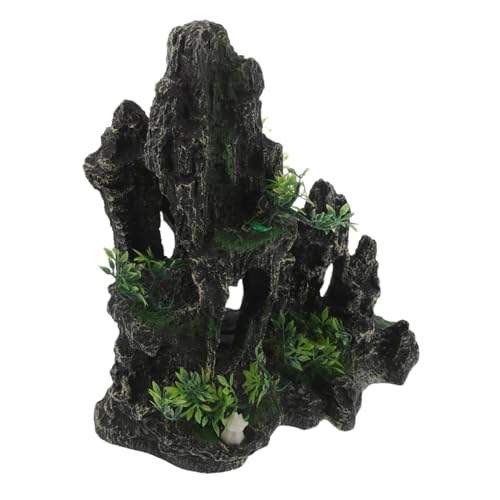 BUGUUYO Fish Tank Dekoration Harz Stein Höhle für Garnelenversteck Aquarium Landschaft Deko Simulierter Bergfels für Natürliche Fisch Garnelenverstecke von BUGUUYO