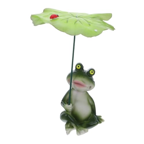 BUGUUYO Froschfigur Resin Skulptur Miniatur mit Lotusteich für Aquarium Gartendekor und Innenraumgestaltung Langlebig und Vielseitig für Fischbecken Terrarien und Zimmer von BUGUUYO