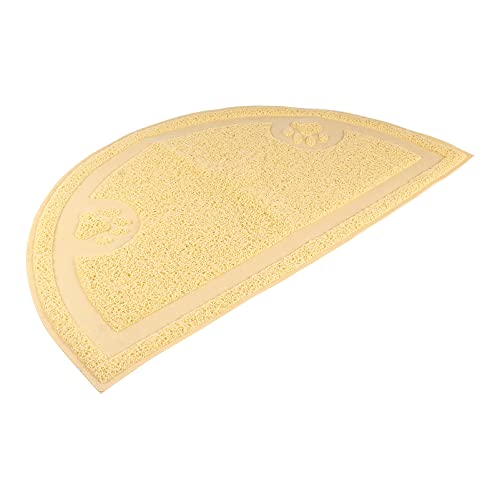 BUGUUYO Halbrunde Katzenstreumatte Halbmond-katzenmatte Verdickt Haustiere Wurf Klein Haustiermatten Für Die Katzentoilette Drinnen Fütterung Hälfte Essen Tierfutter Tischset Beige PVC von BUGUUYO