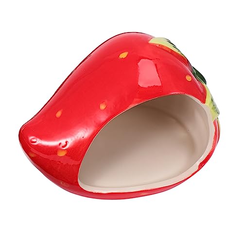 BUGUUYO Ceramic Hamster Nest Kühlendes Stylisches Tiernest Aus Keramik Im Erdbeermotiv Für Kleine Haustiere Einfach Zu Reinigen Für Reisen Oder Zuhause von BUGUUYO