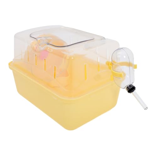 BUGUUYO Tragbarer Hamsterkäfig Mit Wasserflasche Atmungsaktive Transportbox Für Kleintiere Für Ausflüge Reisen Und Outdoor-aktivitäten Gelb von BUGUUYO