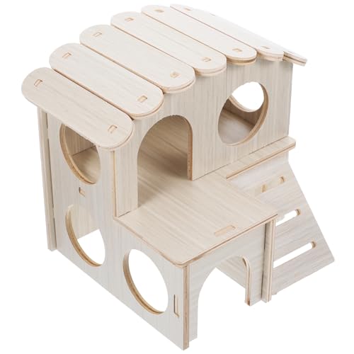 BUGUUYO Kleintier Haus Aus Holz Für Hamster Bequemer Rückzugsort Und Spielplatz Für Kleine Haustiere Umweltfreundliches Material Dekorative Hamsterversteck von BUGUUYO