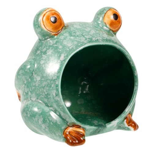 BUGUUYO Keramik Hamster Haus Frosch Form Hamster Versteck Critter Kühlung Nest Haustier Schlafplatz von BUGUUYO