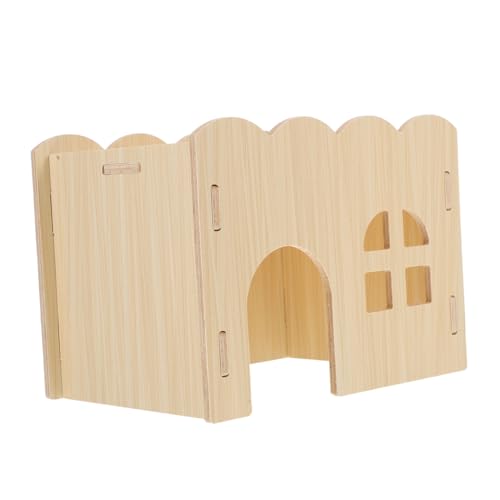 BUGUUYO Hamster Versteck Aus Holz Für Kleine Tiere Rustikales Zuhause Mit Fenster Für Hamster Zwerghamster Und Andere Kleintiere Gemütlicher Rückzugsort Und Spielplatz Für Haustiere von BUGUUYO