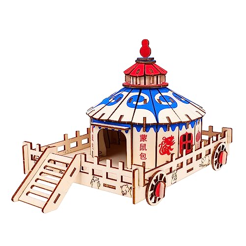 BUGUUYO Hamstervilla Hamster hamsterspielzeug nagerhaus Spielplattform für Meerschweinchen Rattenkäfig Syrische Hamster-Sprungplattform Hamster verstecken hölzern von BUGUUYO