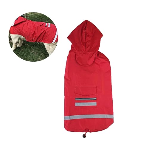 BUGUUYO Großer Hunderegenmantel Haustier-hunderegen Outdoor-hundemäntel Für Hunde Reflektierend Rot 3XL von BUGUUYO