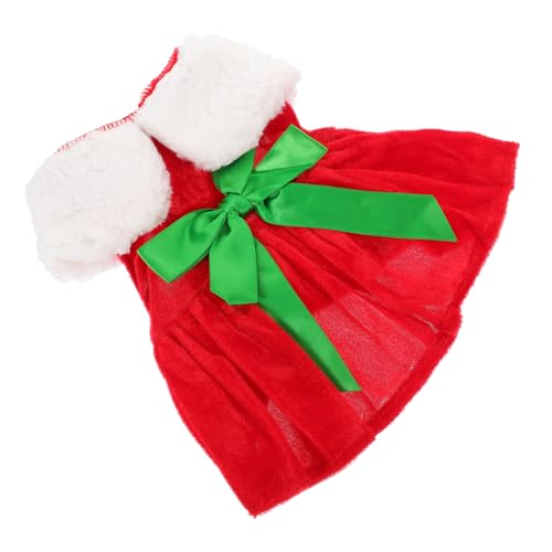 BUGUUYO Hunderock Mit Schleife Kleidung Für Hunde Weihnachtskostüme Für Hunde Dackelkleidung Welpenbedarf Welpenzubehör Kühlwesten Für Hunde Welpenspielzeug Hundeschals Goldener Samt von BUGUUYO