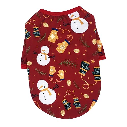 BUGUUYO Hundeweihnachtskleidung Weihnachtskostüm für Haustiere Kostüme Weihnachtskatzenpyjama weihnachtsmotiv Weihnachts hundepullover Hund Weihnachtstuch Pet Party Kostüm Baumwolle rot von BUGUUYO