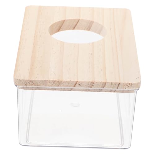 BUGUUYO Hamster Sandbad Dusche Mit Holzabdeckung Transparentes -Badezimmer Für Kleine Haustiere Wie Zwerghamster Meerschweinchen Und Eichhörnchen Multifunktional Als Sandbad Und Toilette von BUGUUYO