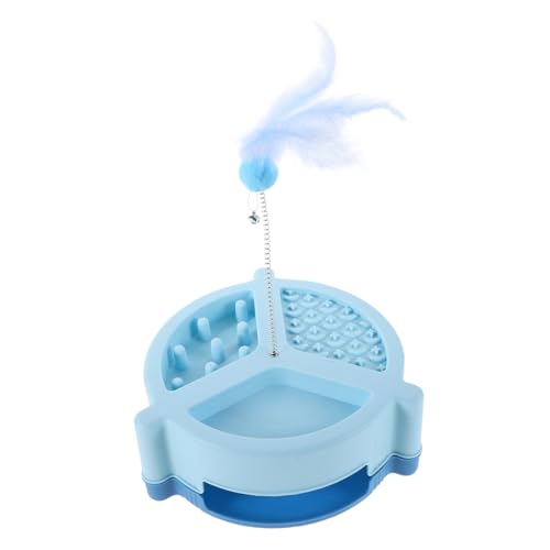 BUGUUYO Katzenspielzeug Katzen-Teaser-Zauberstab automatischer Katzenteaser Kätzchen Katzenbedarf Katzen-Spinnspielzeug Katze neckt Plattenspieler Katzen-Teaser-Ball Plastik Blau von BUGUUYO