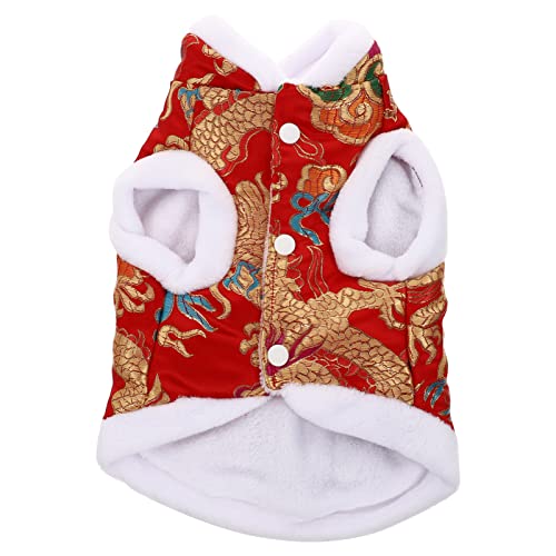 BUGUUYO Warm Pet Clothes Für Hunde Und Katzen Neujahrs-kostüm Gemütlicher Wintermantel Geeignet Für Kleine Haustiere Süßes Design Für Festliche Anlässe von BUGUUYO