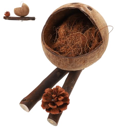 BUGUUYO Vogelkäfig Für Vögel Kokosnüsse Muscheln Vogelhaus Papagei Barsch Papagei Käfig Zweig Barsch Nest Für Haustier von BUGUUYO