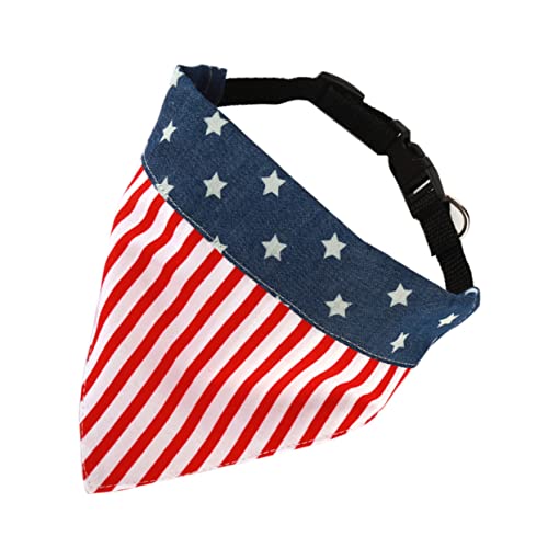 BUGUUYO Hund Halskette Dekor Unabhängigkeitstag Welpenhalsband Sternkatze Bandana Amerikanische Flagge Hunde Dreieckstuch Hundehalstuch mit USA Flagge Hundehalsband Schal von BUGUUYO