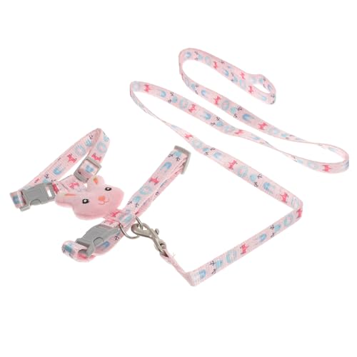 BUGUUYO Leine Katzen-traktionsseil Kätzchenhalsbänder Katzengeschirr Hundehalsband Traktionsgeschirr Für Katzen Trainingsgeschirr Für Hunde Chinchilla-spaziergurt Frettchengurt Nylon Rosa von BUGUUYO