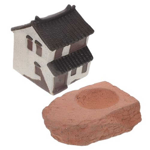 BUGUUYO Mikro-Landschaftsverzierung Mini-Harzhaus Vintage-Hausmodell Miniaturdorf Miniatur-Landschaftsdekor Simulationshausstatue Aquarium-Landschaftsdekoration Feengarten- Keramik von BUGUUYO
