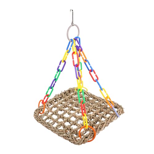 BUGUUYO Papageienschaukel Spielzeughängematte Käfige Vogelkäfig Mit Ständer Vogelhängematte Aus Seegras Futtermatte Für Vögel Vogelbarsch Vogel Voliere Hamsterkäfig Wasserpflanzen Colorful von BUGUUYO