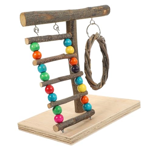 BUGUUYO Papageienständer Vogelspielplatz Vogelständer Für Zug Vogelbarsch Spielzeug Stehendes Vogelspielzeug Papagei Stehbarsch Vogel Stehen Sittiche Sitzstangenspielzeug Vogelbaum Hölzern von BUGUUYO