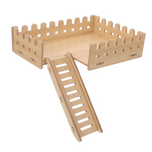 BUGUUYO Holz Hamster Basis Käfig 2-Tier Plattform Pet Cage Versorgung Indoor Hamster Leiter Spielzeug von BUGUUYO