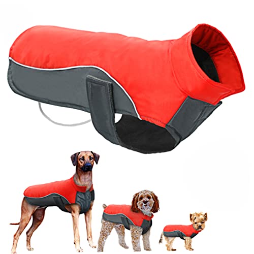 BUGUUYO wasserdichte Hundeweste Reflektierende Haustierjacke Wintermantel Für Hunde Und Welpen Schneeanzug Atmungsaktiv Und Warmhaltend Rot von BUGUUYO