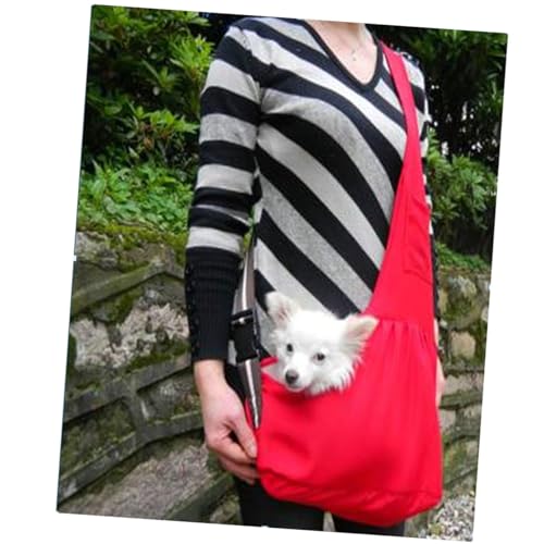 BUGUUYO Sling-Bag-Haustiertasche mit Einer Schulter Verstellbarer Schultergurt pet Supplies hundekäfig Hundeträger Katzentasche Tragetasche aus Oxford-Stoff für Hunde und Katzen rot von BUGUUYO