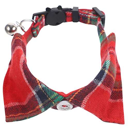 BUGUUYO Katzenhalsband Kariertes Design Mit Glöckchen Verstellbar Bequem Hautfreundlich Für Kätzchen Weihnachten Rot von BUGUUYO