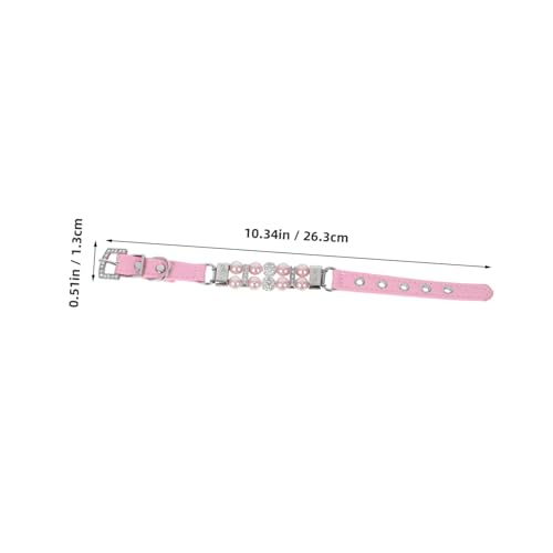 BUGUUYO Verstellbares Welpenhalsband mit Perlendekor und Tractionsseil Hundeleine für Spaziergänge Party-Accessoire Schwarz Xs Komfortabel und Sicher für Kleine Hunde von BUGUUYO