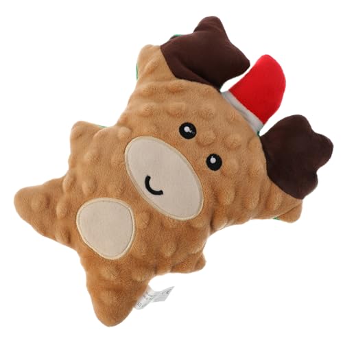 BUGUUYO Weihnachtliches Plüsch-hundespielzeug REH Lebkuchenmann Squeaky Kauspielzeug für Welpen Mittelkleine Hunde Langlebig Interaktiv Zahnpflegend für Festtagsaktivitäten und von BUGUUYO