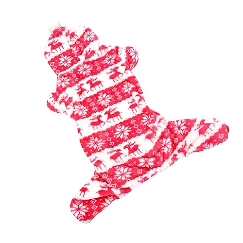 BUGUUYO Hund Weihnachtspyjama Kleider Für Den Winter Hunde-Pyjama Pyjama Für Welpen Haustierkleidung Weihnachts-Haustier-Outfit Flanell-Pyjama Für Hunde Pullover Mantel Elch Hundekleidung von BUGUUYO