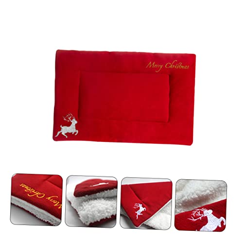 BUGUUYO Wärmste Weihnachts-Haustiermatte verdicktes Plüsch-Haustierbett entzückende Hirschstickerei gemütlich für Haustiere BUGUUYO Wärmste Weihnachts-Haustiermatte verdicktes Plüsch-Haustierbett entzückende Hirschstickerei gemütlich für Haustiere von BUGUUYO