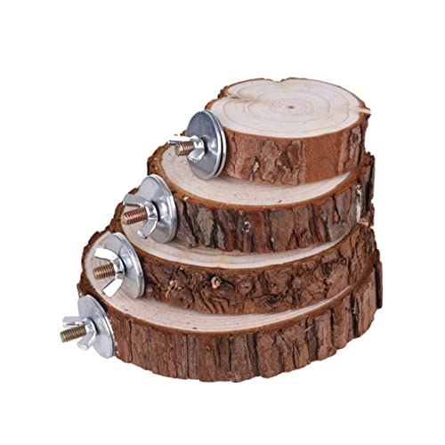 BUGUUYO Holz Für Papageien Haustier Vogelkäfig Plattform Stand Rack Spielzeug Naturholz Aststange Für Kleintiere Hamster Rennmäuse Sitzstangen Station Board von BUGUUYO