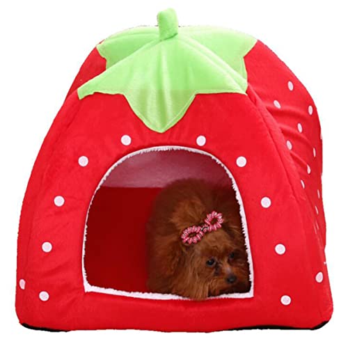 BUGUUYO Bett Katzen-/hundehütte Faltbar Haustierbett Erdbeerform Für Kätzchen Und Welpen BUGUUYO Bett Katzen-/hundehütte Faltbar Haustierbett Erdbeerform Für Kätzchen Und Welpen von BUGUUYO